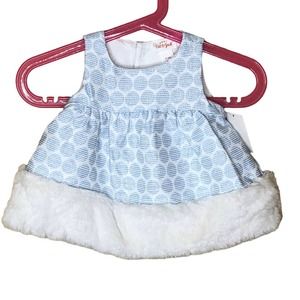 Cat & Jack Blue Silver Christmas Dress, 0-3M